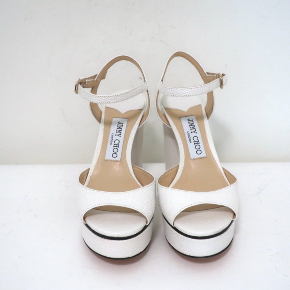 JIMMY CHOO PEACHY PLATFORM SANDALS LIZARD-EMBOSSE - Picture 4 of 11